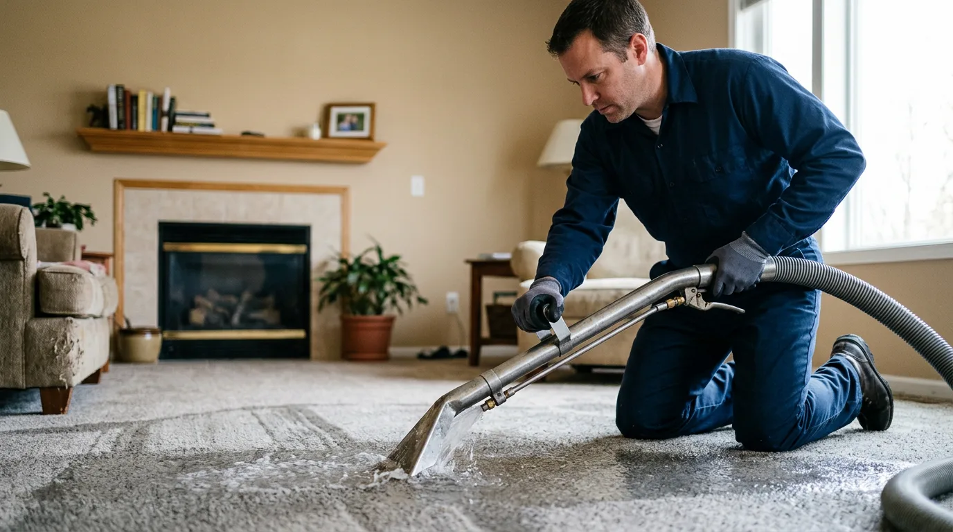 Water damage restoration technician working near Finlayson, MN